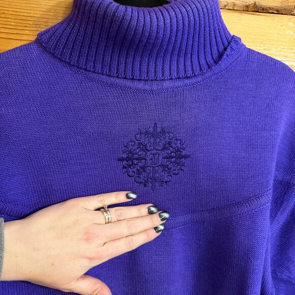 Vintage Bogner Purple Monogram Wool Blend Ski Sweater Size Medium - Picture 3 of 6